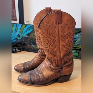 Dan Post Cowboy Western Boots Leather Style 1465 Round Toe Men's 8 Women’s 10